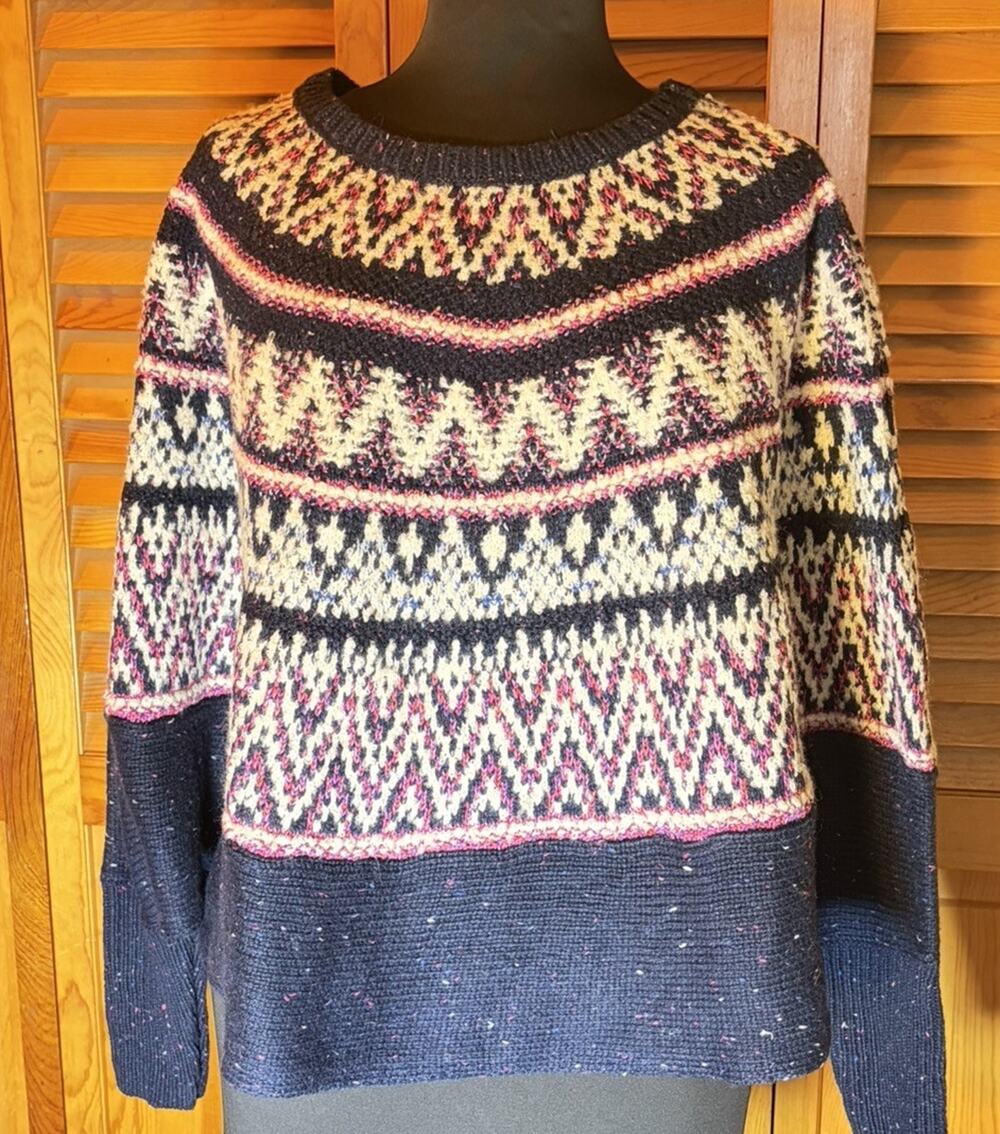 NWT Anthropologie Sleeping on Snow Midland Fair Isle Poncho Sweater XS/S Nordic